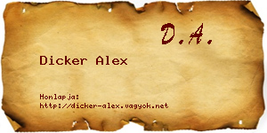 Dicker Alex névjegykártya